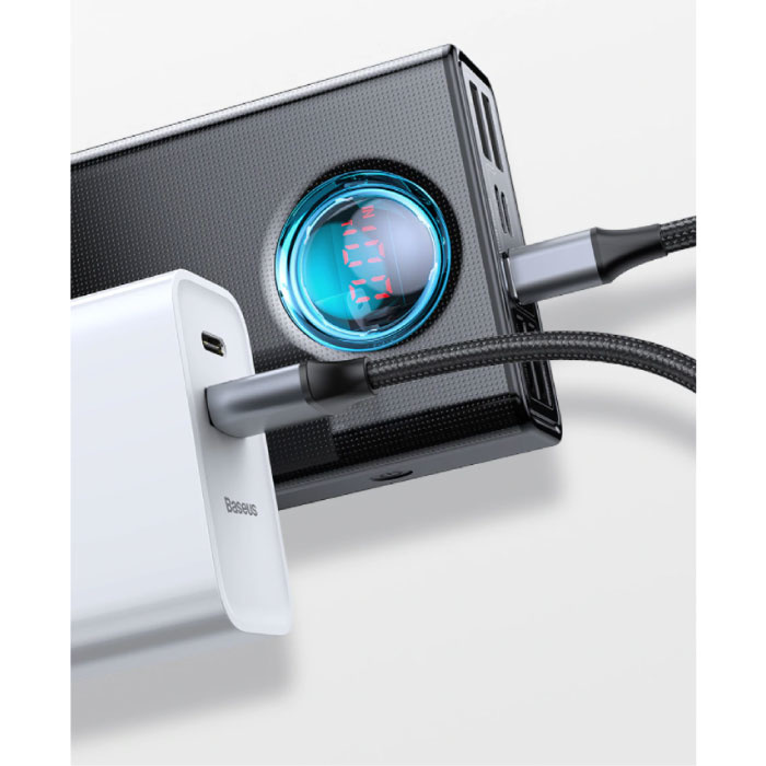 Baseus 65W Powerbank met PD Poort 20.000mAh met 5 USB Poorten  - LED Display Externe Noodaccu Batterij Oplader Charger Zwart