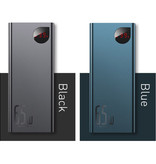 Baseus Banque d'alimentation 65W avec port PD 20 000 mAh avec 5 ports USB - Chargeur de batterie de secours externe à écran LED Noir