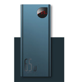 Baseus Banque d'alimentation 65 W avec port PD 20 000 mAh avec 5 ports USB - Chargeur de batterie de secours externe à affichage LED Bleu