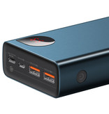 Baseus Banque d'alimentation 65 W avec port PD 20 000 mAh avec 5 ports USB - Chargeur de batterie de secours externe à affichage LED Bleu