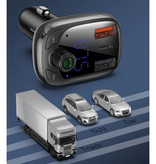 Baseus 2x USB / USB-C Cargador de coche Transmisor Bluetooth Cargador de manos libres Kit de radio FM Negro