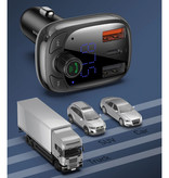 Baseus 2x USB / USB-C Ładowarka samochodowa Nadajnik Bluetooth Ładowarka zestawu głośnomówiącego Zestaw radia FM Czarny