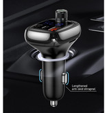 Baseus 2x USB / USB-C Cargador de coche Transmisor Bluetooth Cargador de manos libres Kit de radio FM Negro