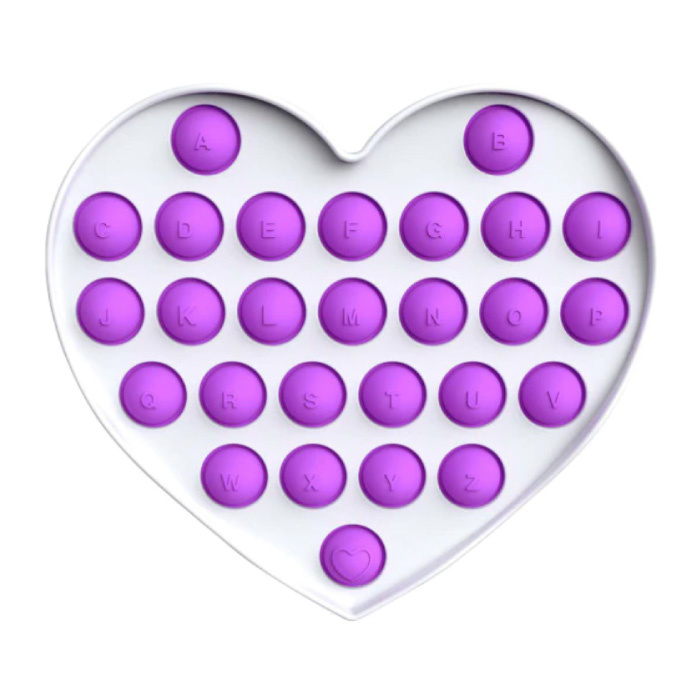 Pop It - Fidget Anti Stress Toy Bubble Toy Silicone Heart Purple