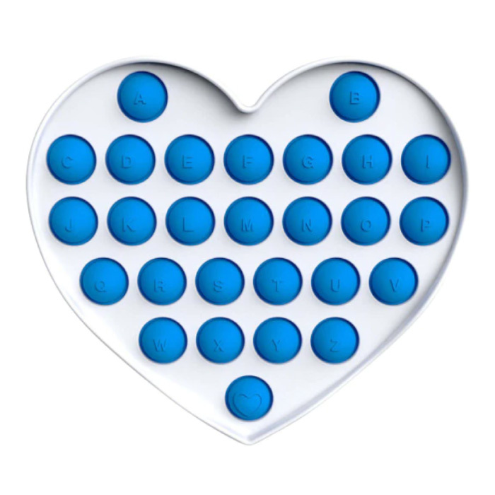 Pop It - Fidget Anti Stress Toy Bubble Toy Silicone Heart Blue