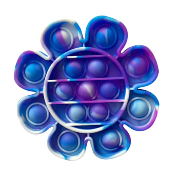 Pop It - Washed Fidget Anti Stress Toy Bubble Toy Silicone Flower Blue