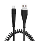 Nohon Cable de carga rizado para micro-USB - 2A Cable de datos de resorte en espiral Cable de cargador de 1,2 metros Negro