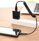 Nohon Câble de charge courbé pour micro-USB - Câble de données à ressort en spirale 2A Câble de chargeur de 1,2 mètre noir
