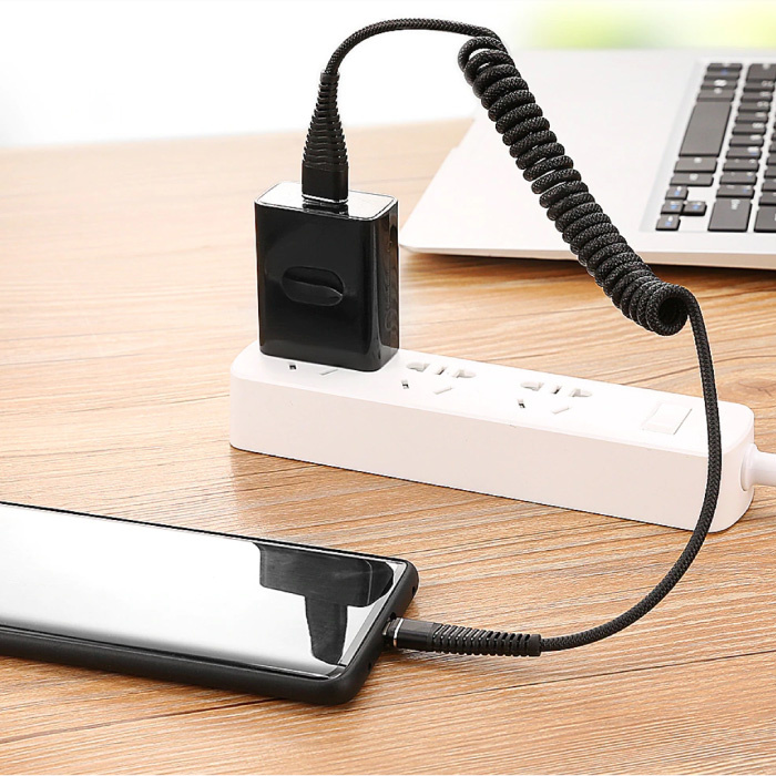 Nohon Gekräuseltes Ladekabel für Micro-USB - 2A Spiralfeder-Datenkabel 1,2 m Ladekabel rot