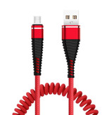 Nohon Câble de charge courbé pour micro-USB - Câble de données à ressort en spirale 2A Câble de chargeur de 1,2 mètre rouge