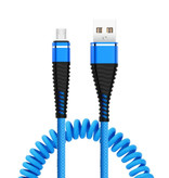 Nohon Cable de carga rizado para micro-USB - 2A Cable de datos de resorte en espiral Cable de cargador de 1,2 metros Azul