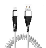 Nohon Cable de carga rizado para micro-USB - 2A Cable de datos de resorte en espiral Cable de cargador de 1,2 metros Blanco