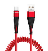 Nohon Curled Charging Cable USB-C - 2A Spiral Spring Data Cable 1.2 Meter Charger Cable Red