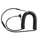 HOCO Câble AUX enroulé 3,5 mm Jack audio en spirale plaqué or 2 mètres - Noir