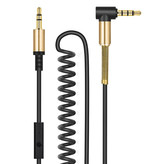 HOCO Zwinięty kabel AUX 3,5 mm pozłacany spiralny jack audio 2 metry - czarny