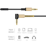 HOCO Cable AUX en espiral de 3,5 mm Conector de audio en espiral chapado en oro de 2 metros - Negro