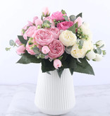 Kahaul Art Bouquet - Silk Roses Rose Flowers Luxury Bouquets Decor Ornament Pink