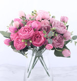 Kahaul Bouquet d'arte - Rose di seta Fiori rosa Mazzi di lusso Decor Ornament Pink