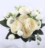 Kahaul Art Bouquet - Rosas de seda Flores color de rosa Ramos de lujo Decoración Adorno Blanco