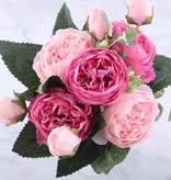 Kahaul Art Bouquet - Soie Roses Rose Fleurs Bouquets De Luxe Décor Ornement Rouge