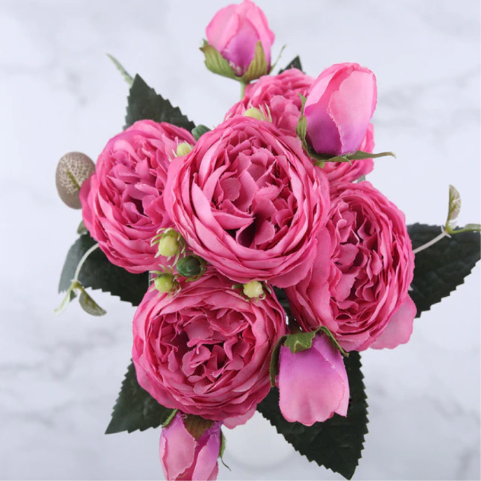 Bouquet artistico - Rose di seta Fiori rosa Mazzi di lusso Decor Ornament Red