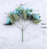 Kahaul Art Bouquet - Soie Roses Rose Fleurs Bouquets De Luxe Décor Ornement Bleu