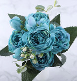 Kahaul Art Bouquet - Rosas de seda Flores color de rosa Ramos de lujo Decoración Adorno Azul