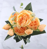 Kahaul Art Bouquet - Silk Roses Rose Flowers Luxury Bouquets Decor Ornament Yellow