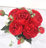 Kahaul Art Bouquet - Silk Roses Rose Flowers Luxury Bouquets Decor Ornament Red