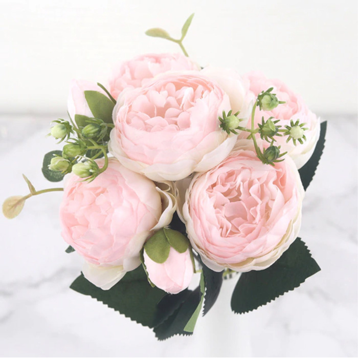 Art Bouquet - Silk Roses Rose Flowers Luksusowe bukiety Decor Ornament Pink