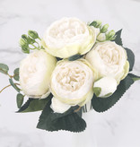 Kahaul Art Bouquet - Soie Roses Rose Fleurs Bouquets De Luxe Décor Ornement Blanc