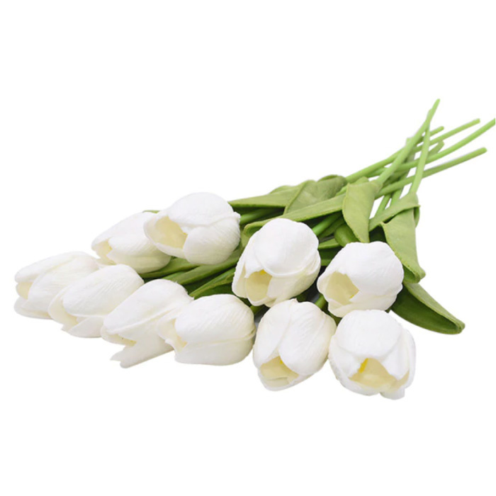Art Bouquet - Tulipani Fiori di Seta Tulipano Mazzi di Lusso Decor Ornament White