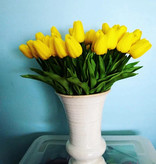 ZQNYCY Bukiet Artystyczny - Tulipany Jedwabne Kwiaty Tulipany Luksusowe Bukiety Dekoracyjny Ornament Biały
