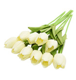 ZQNYCY Art Bouquet - Tulipes Soie Fleurs Tulipe Bouquets De Luxe Décor Ornement Blanc