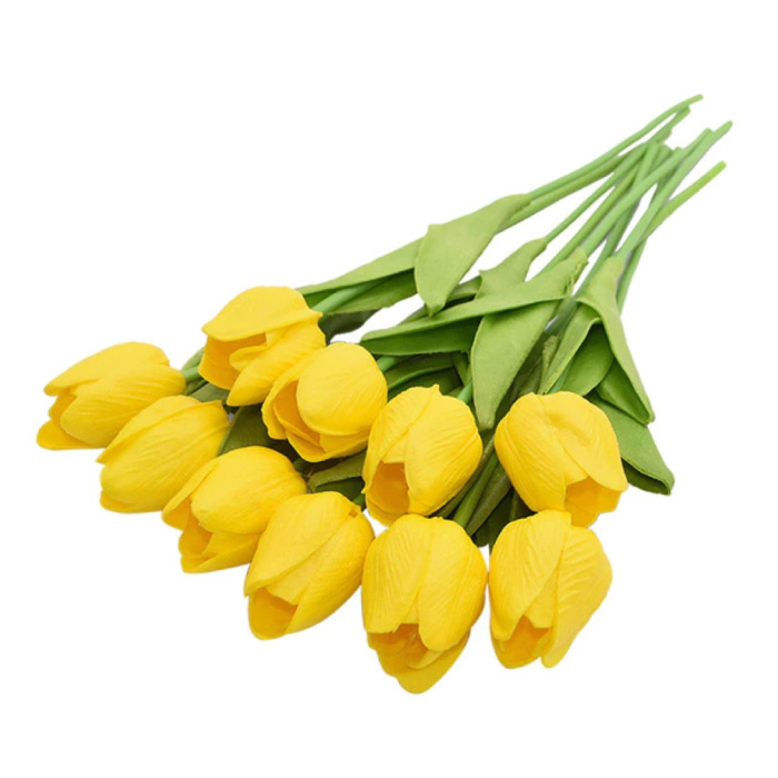 Art Bouquet - Tulipanes Flores de seda Tulipán Ramos de lujo Decoración Adorno Amarillo