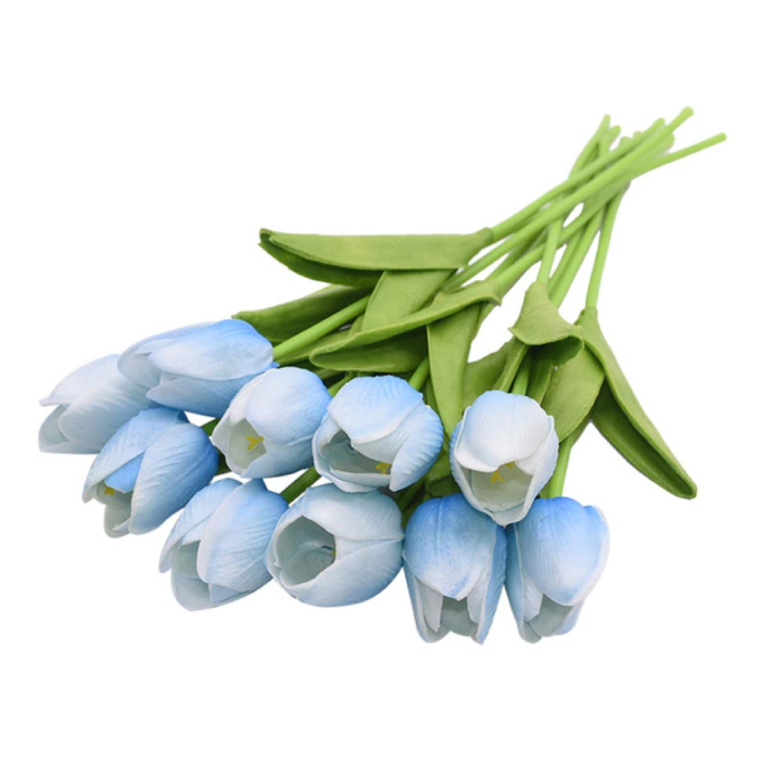 Bukiet Artystyczny - Tulipany Jedwabne Kwiaty Tulipany Luksusowe Bukiety Dekoracyjny Ornament Niebieski