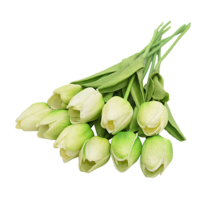 Bukiet Artystyczny - Tulipany Jedwabne Kwiaty Tulipany Luksusowe Bukiety Dekoracyjny Ornament Zielony