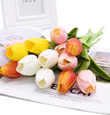 ZQNYCY Bukiet Artystyczny - Tulipany Jedwabne Kwiaty Tulipany Luksusowe Bukiety Dekoracyjny Ornament Pomarańczowy