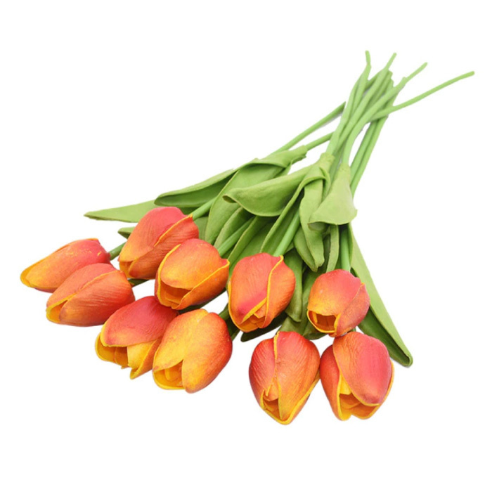 Art Bouquet - Tulipanes Flores de seda Tulipán Ramos de lujo Decoración Adorno Naranja