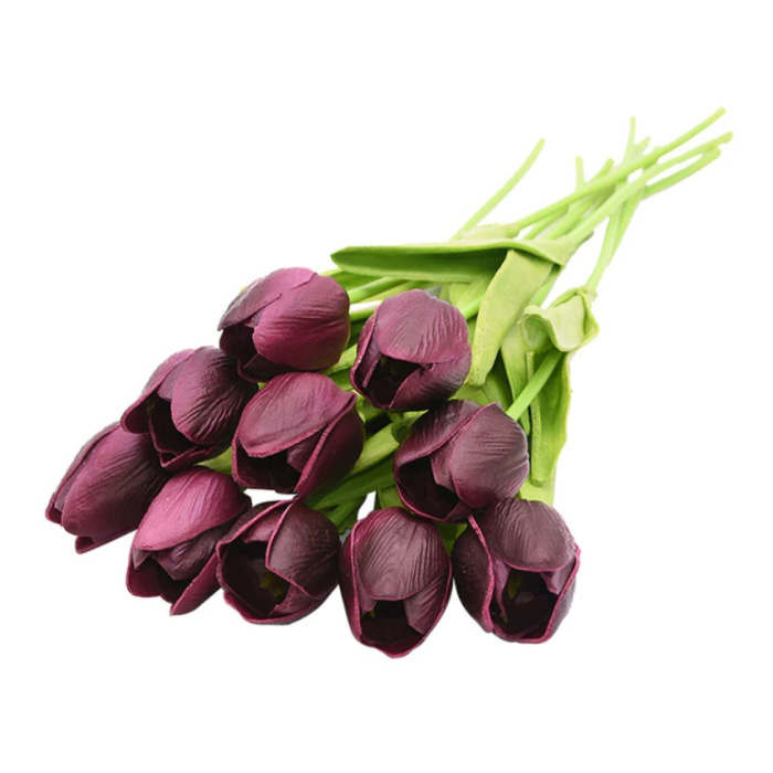 Bukiet Artystyczny - Tulipany Jedwabne Kwiaty Tulipany Luksusowe Bukiety Dekoracyjny Ornament Czerwony