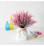 SMR Kunst Boeket met Vaas - Lavendel Plastic Bloemen Luxe Boeketten Decor Ornament Rood