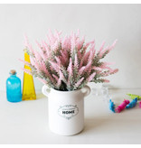 SMR Ramo de arte con jarrón - Flores de plástico lavanda Ramos de lujo Decoración Adorno Rosa
