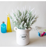 SMR Art Bouquet avec Vase - Fleurs en Plastique Lavande Bouquets de Luxe Décor Ornement Blanc