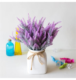 SMR Kunst Boeket met Vaas - Lavendel Plastic Bloemen Luxe Boeketten Decor Ornament Violet