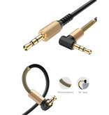 ABAY Cable AUX en espiral de 3,5 mm Conector de audio en espiral chapado en oro de 1,5 metros - Negro