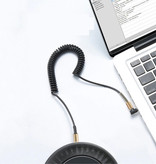 ABAY Zwinięty kabel AUX 3,5 mm Pozłacane spiralne gniazdo audio o długości 1,5 metra - czarne