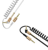 ABAY Câble AUX enroulé 3,5 mm Jack audio en spirale plaqué or 1,5 mètre - Noir