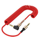ABAY Câble AUX enroulé 3,5 mm Jack audio en spirale plaqué or 1,5 mètre - Rouge