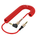 ABAY Coiled 3.5mm AUX Cable Gold-Plated Spiral Audio Jack 1.5 Meter - Red