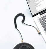 ABAY Gewickeltes 3,5-mm-AUX-Kabel Vergoldete Spiral-Audio-Buchse 1,5 m - Weiß